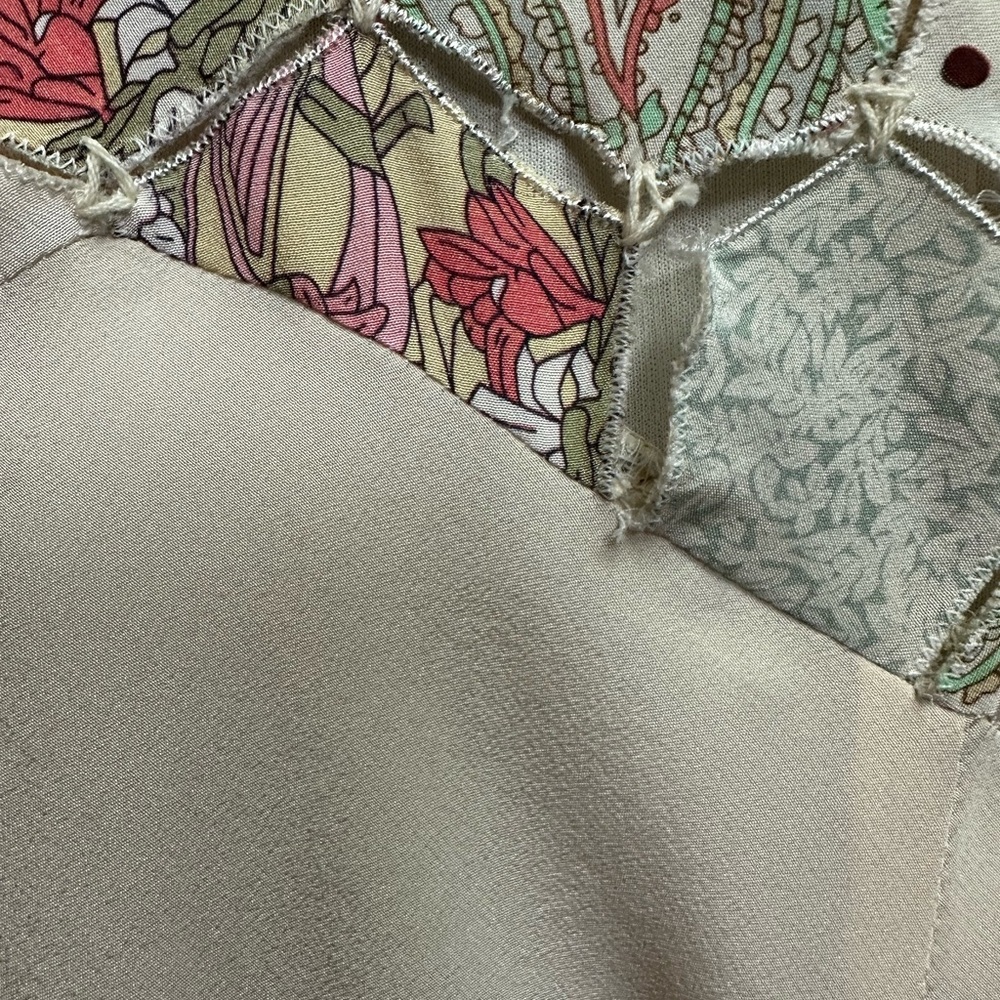 Sue Wong Cream Asymmetrical Dress with Pink & Gold Patchwork - Picture 8 of 16
